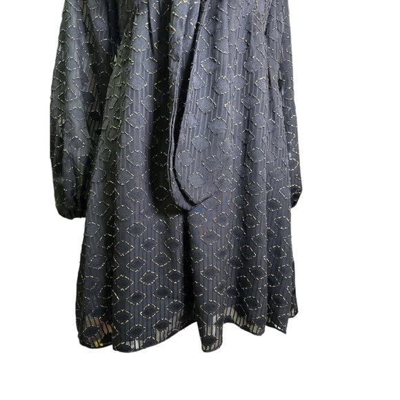 Amanda Uprichard Black Metallic Geometric Mini Dress With Tie Front Size S EUC - Picture 2 of 7